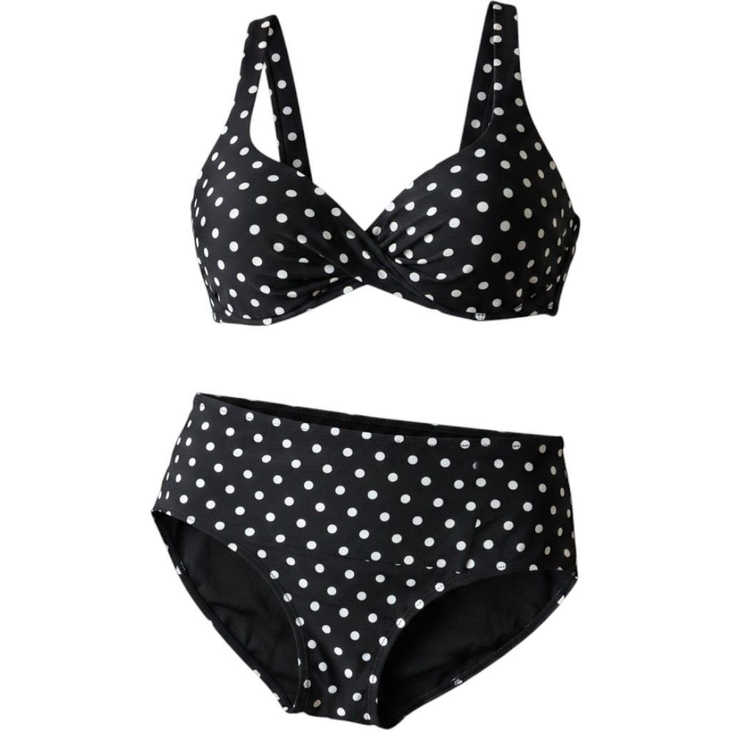 Ashley Graham X Swimsuits For All Black/White Polka Dot Bikini Size 12/14
